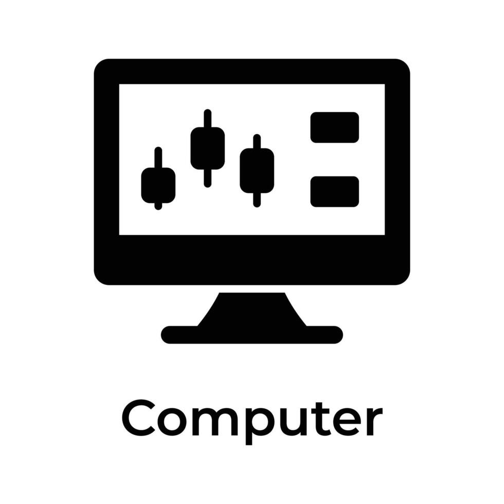 Stock market, trading dashboard icon, vector of computer monitor in modern style