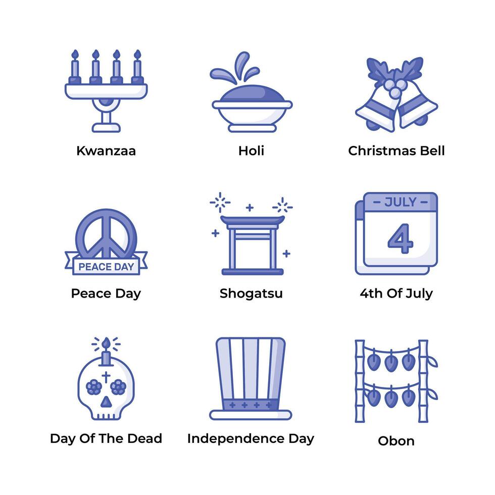 Set of holiday icon in modern design style, ready to use in your websites and mobile apps vector