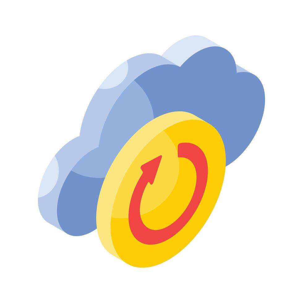 Get your hands on this beautiful icon of cloud updating, cloud syncing vector design