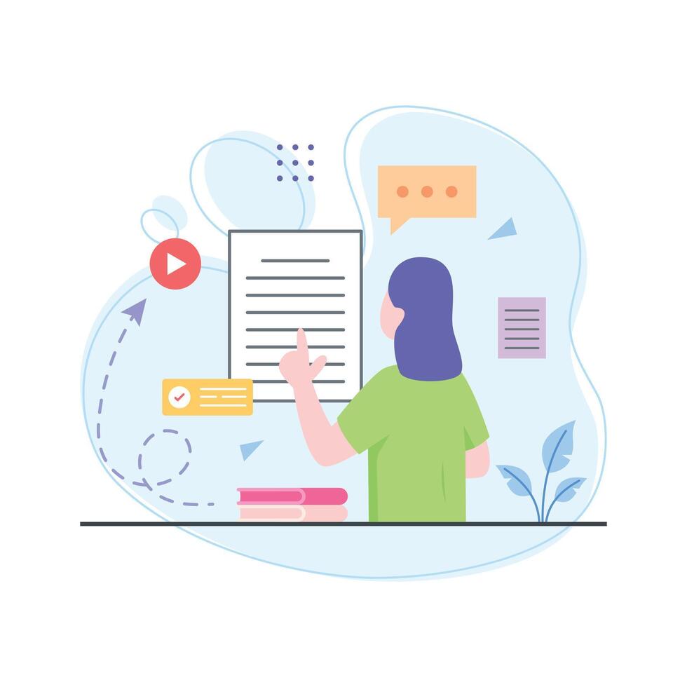 Online education system, distance learning illustration flat style vector