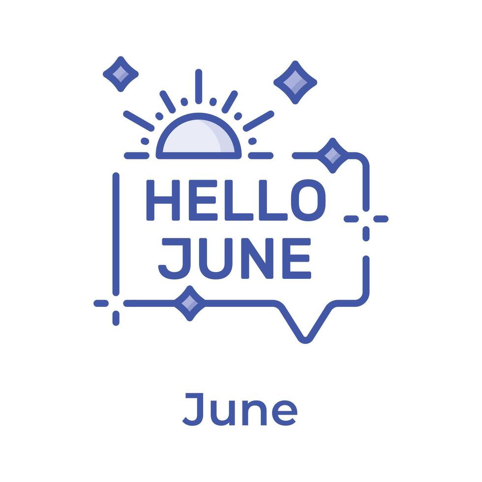 Hola junio vector diseño, aislado en blanco antecedentes