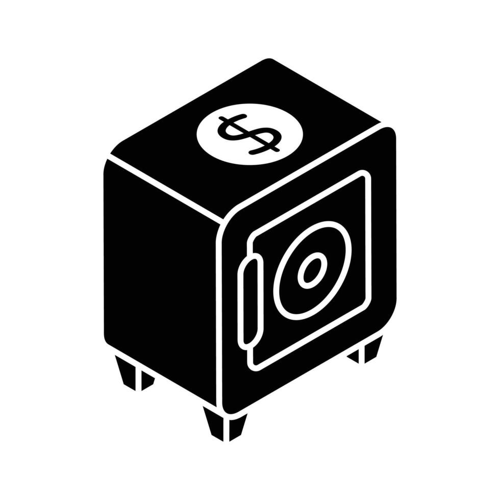 Bank vault for money saving, an isometric icon of bank locker in editable style, premium vector