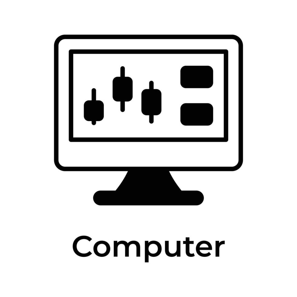 Stock market, trading dashboard icon, vector of computer monitor in modern style