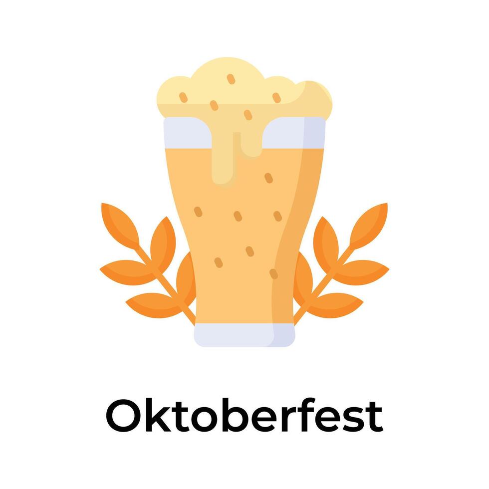 Icon of oktoberfest in trendy design style, beer glass vector