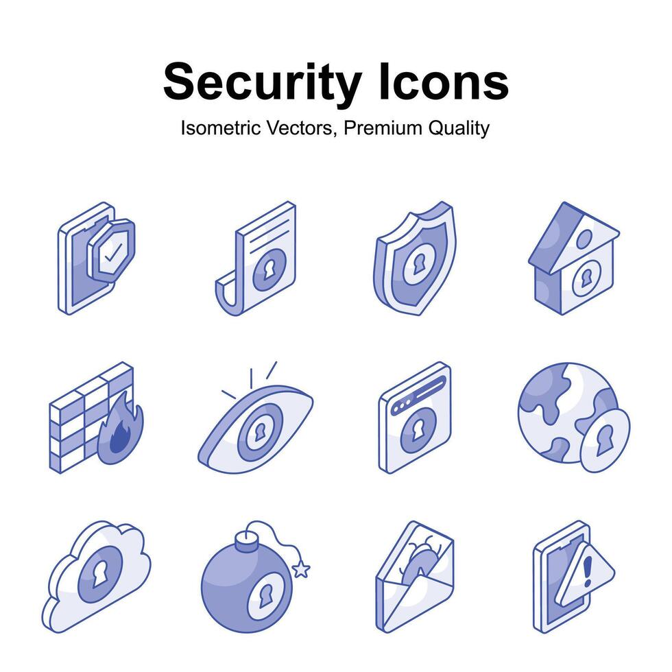 Get your hands on this beautifully designed security isometric icons set vector
