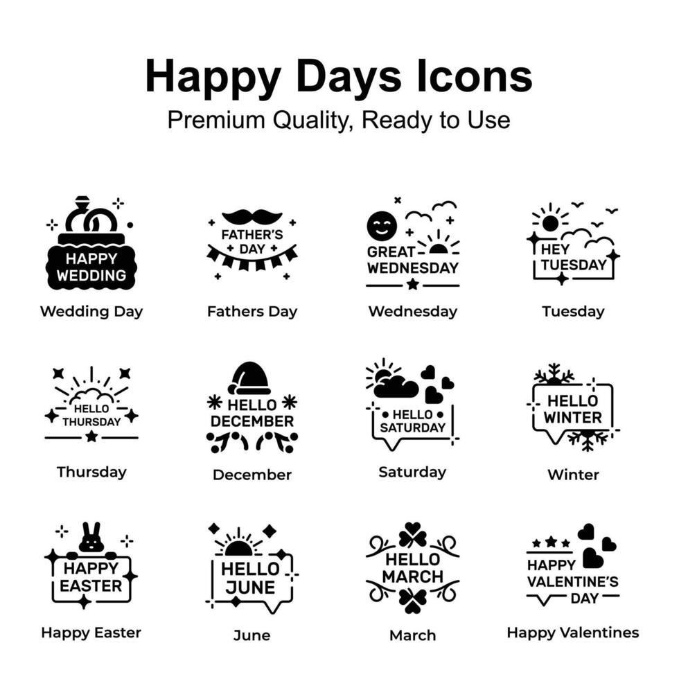 Premium quality happy days icons set, up for premium use vector