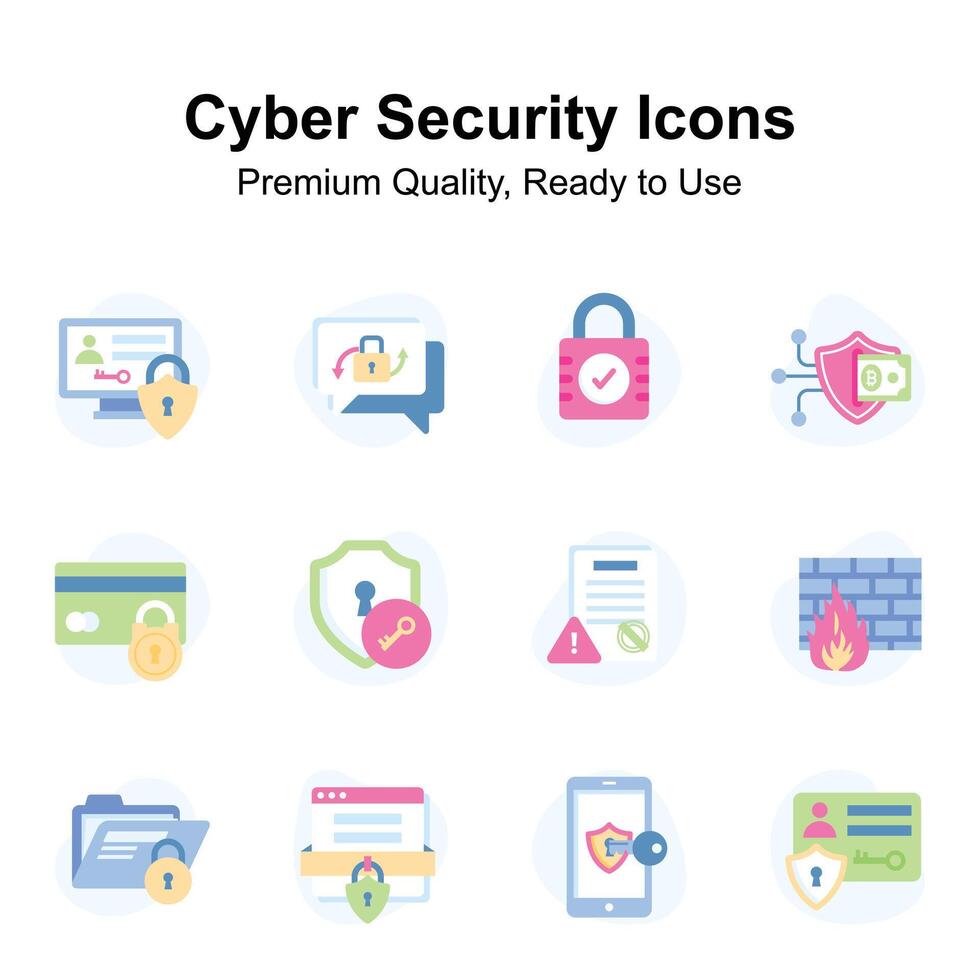 Grab this amazing cyber security icons set in modern flat style vector