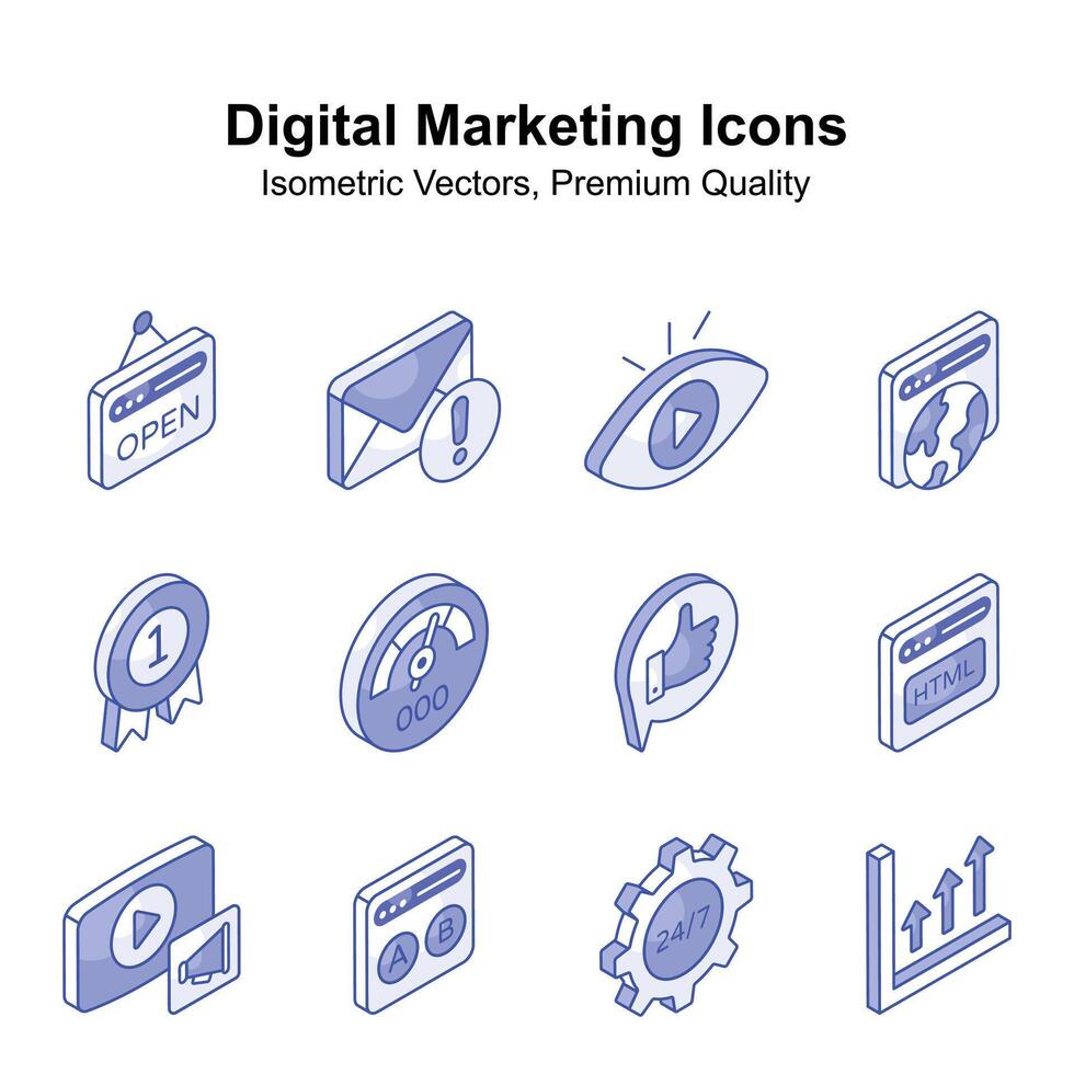 Take a look at this beautiful and amazing digital marketing isometric icons, editable vectors