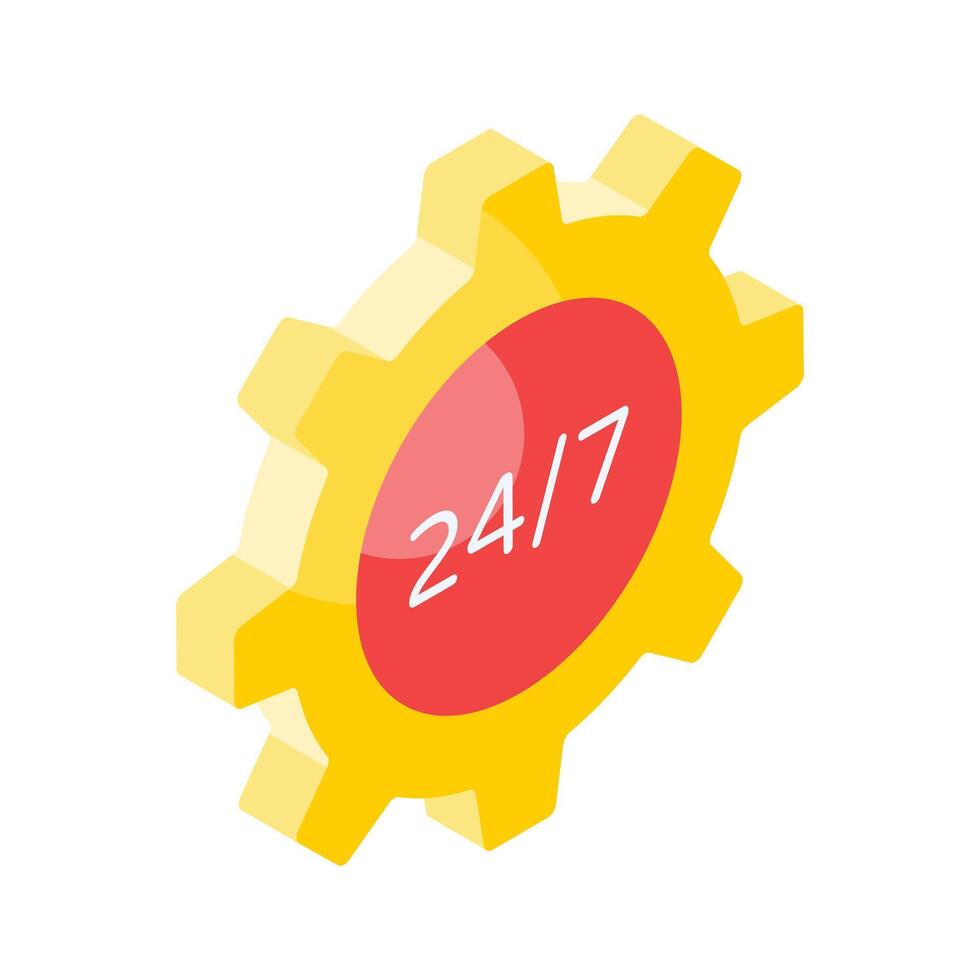 24 hour service management isometric vector design ready for premium use