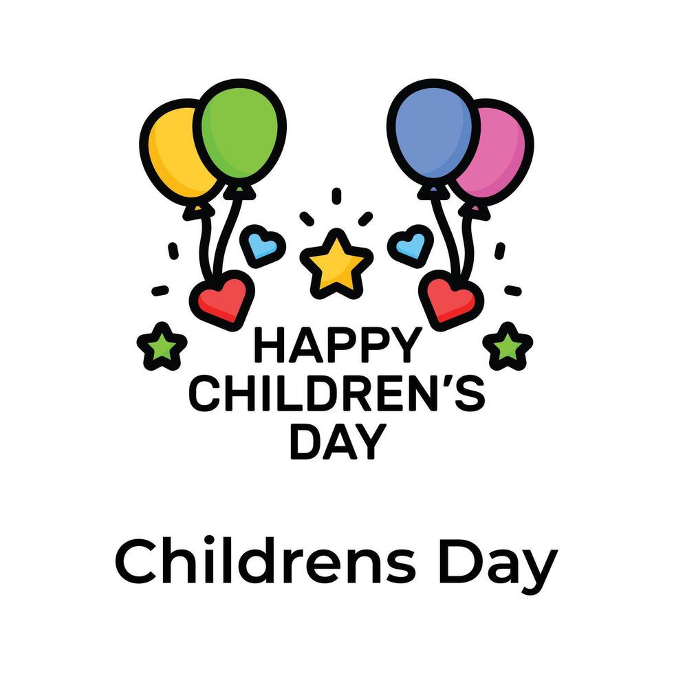 Creatively crafted happy Children day icon in trendy style vector