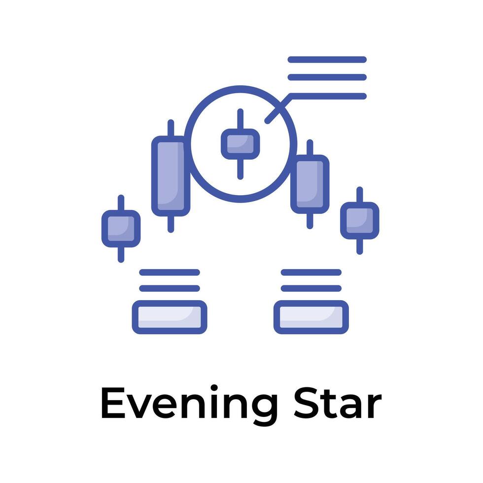 Evening star icon in modern style, trading related vector