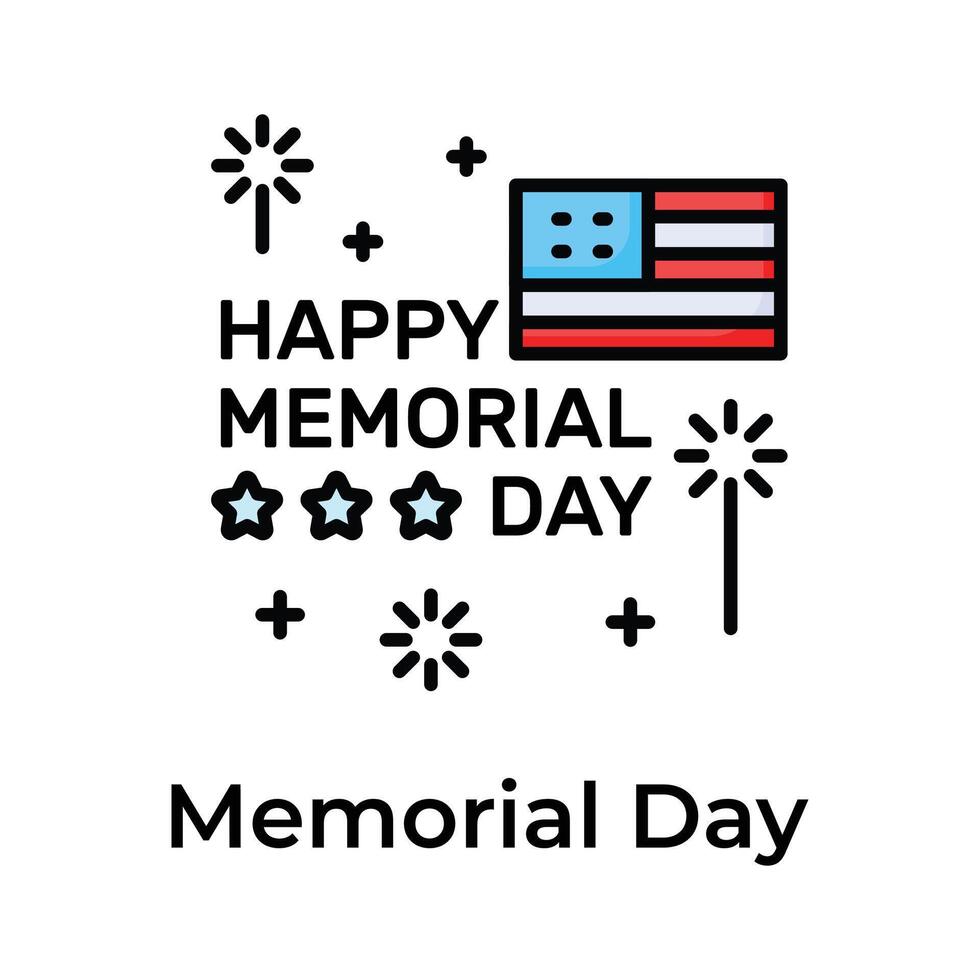 An icon happy memorial day in trendy style, remembrance day vector design