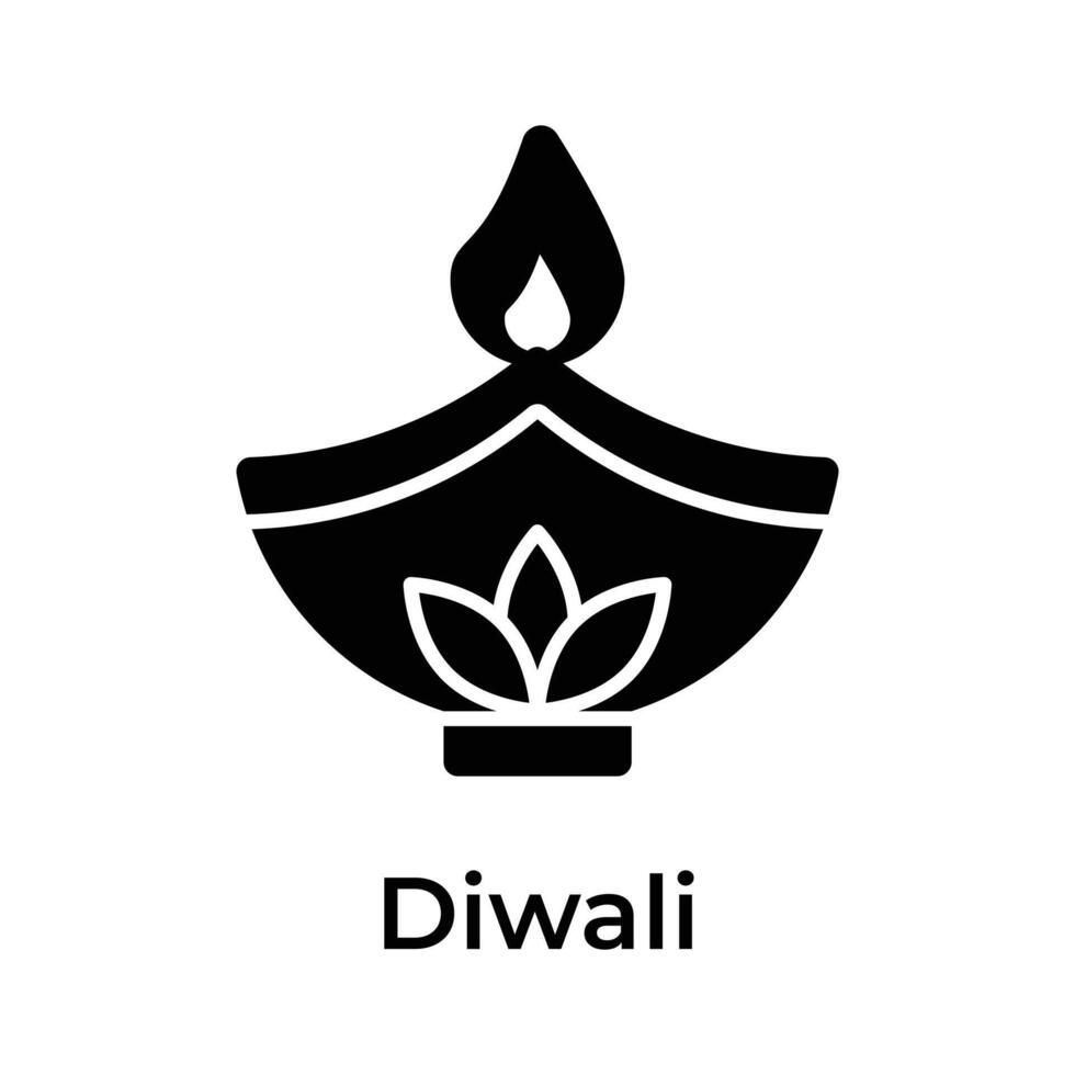 Diwali decoration, beautifully designed icon of oil lamp in modern design style vector