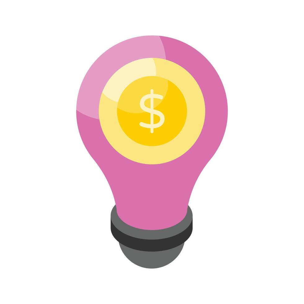 Dollar inside bulb depicting innovative idea, financial idea icon design vector