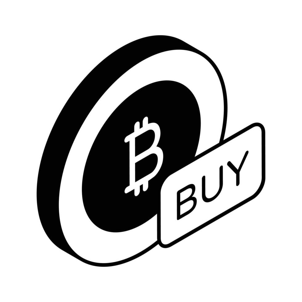 Have a look at this amazing isometric icon of buy bitcoin in trendy style vector