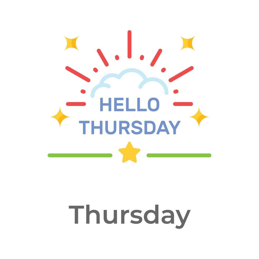 Hello thursday icon design, beautiful words calligraphy, motivational inspirational phrase vector