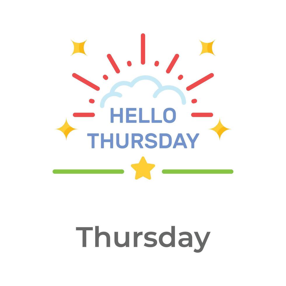 Hello thursday icon design, beautiful words calligraphy, motivational inspirational phrase vector