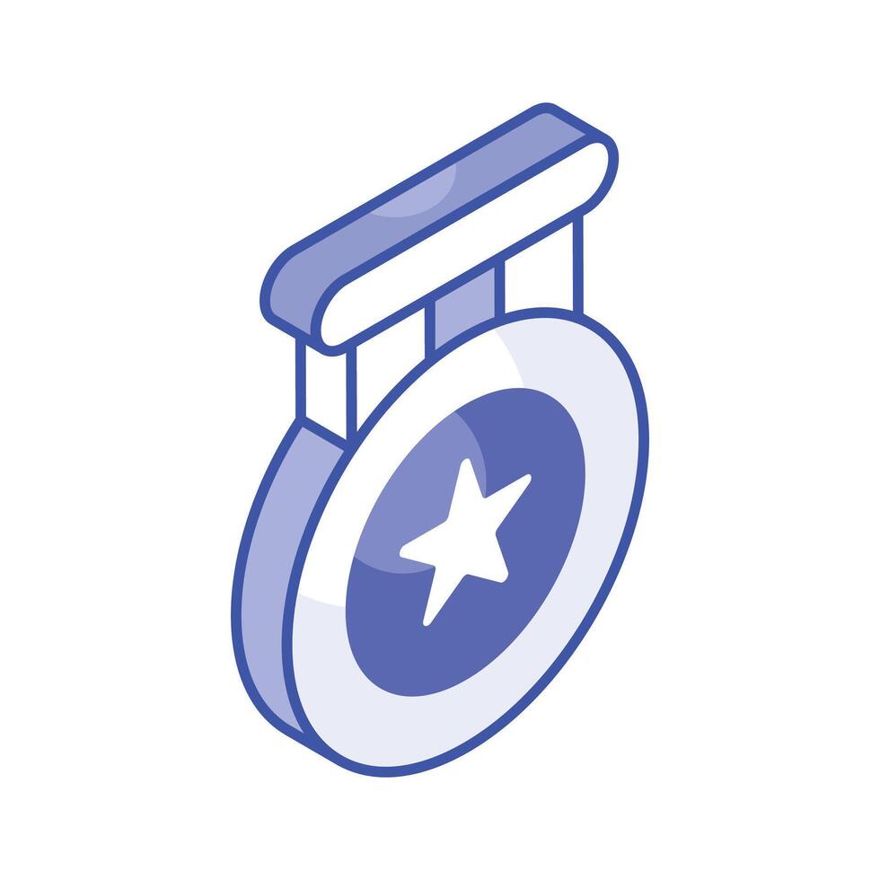 A trendy vector design of medal in modern isometric style, an editable icon of star medal