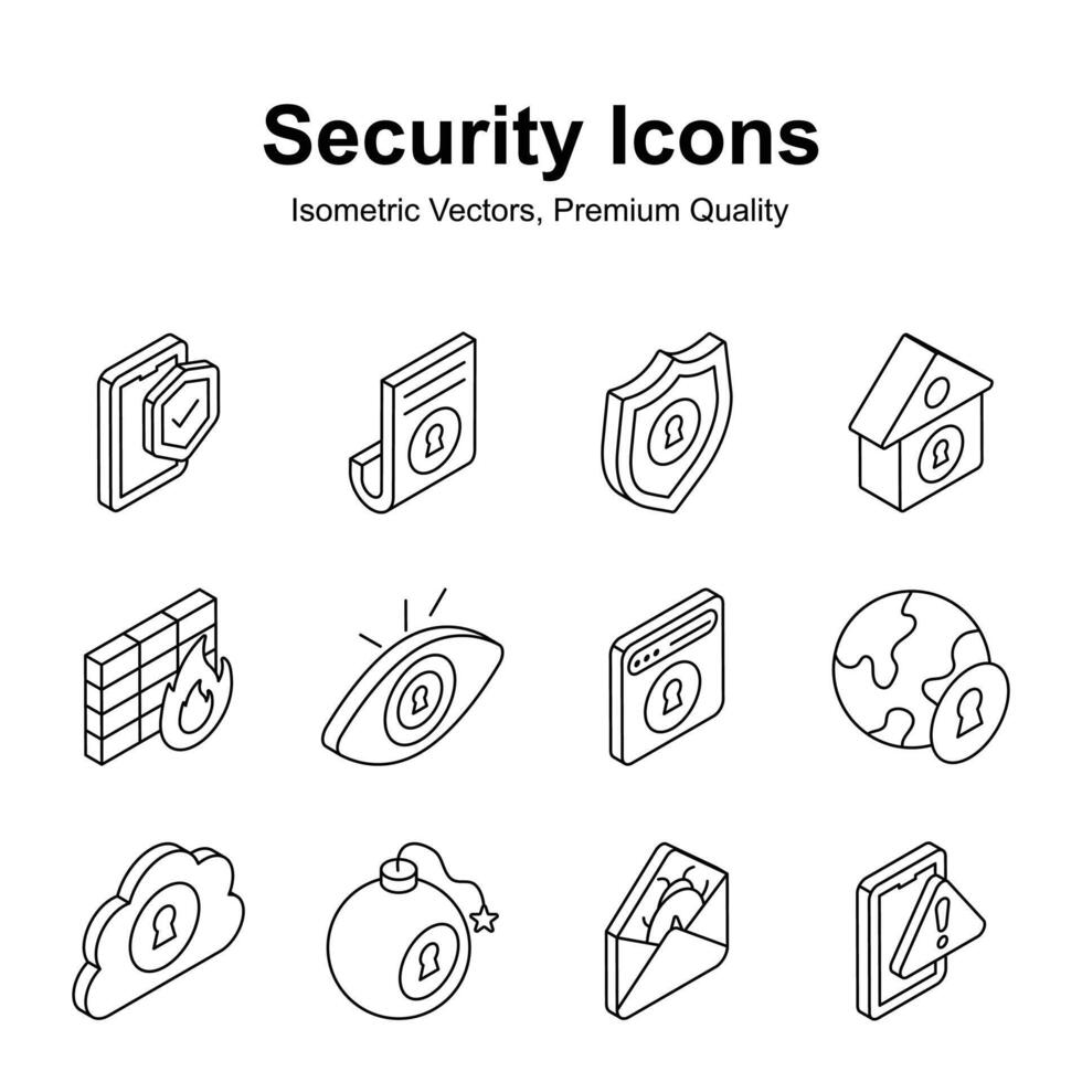 Get your hands on this beautifully designed security isometric icons set vector