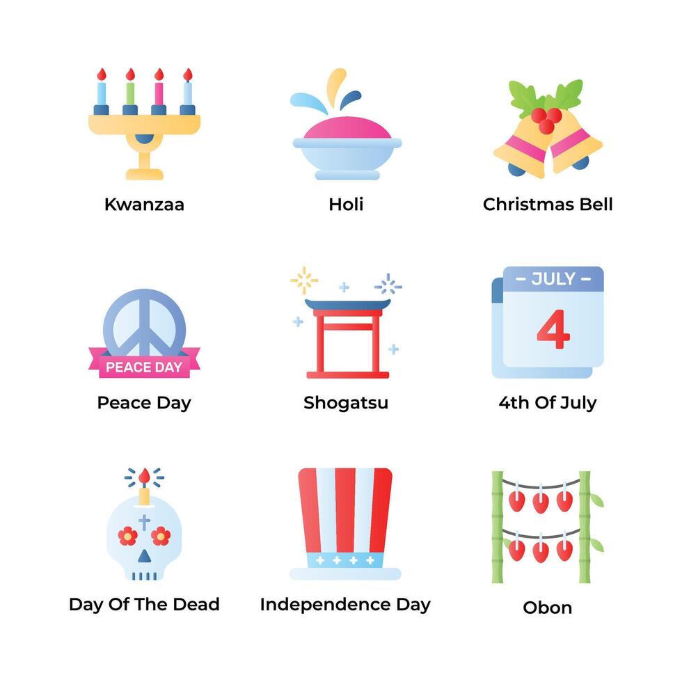 Set of holiday icon in modern design style, ready to use in your websites and mobile apps vector