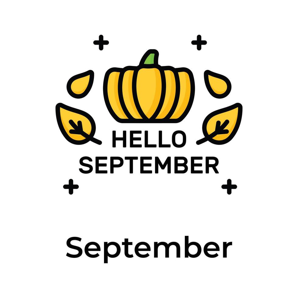Hola septiembre icono en único y de moda estilo, Listo a utilizar vector