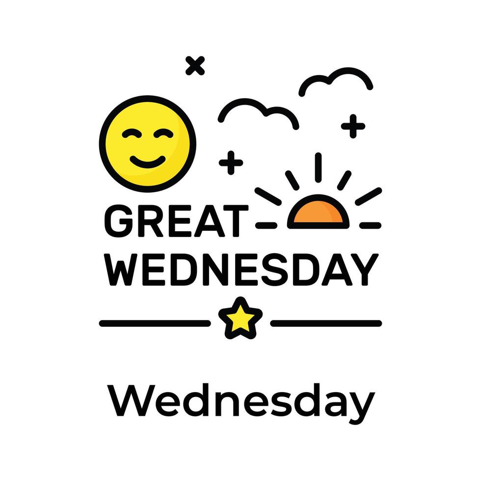 Get your hands on this beautifully designed great wednesday icon, happy days vector