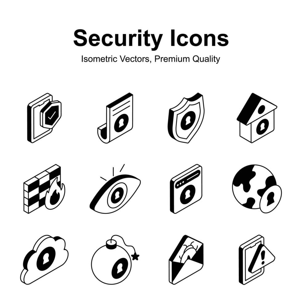 Get your hands on this beautifully designed security isometric icons set vector