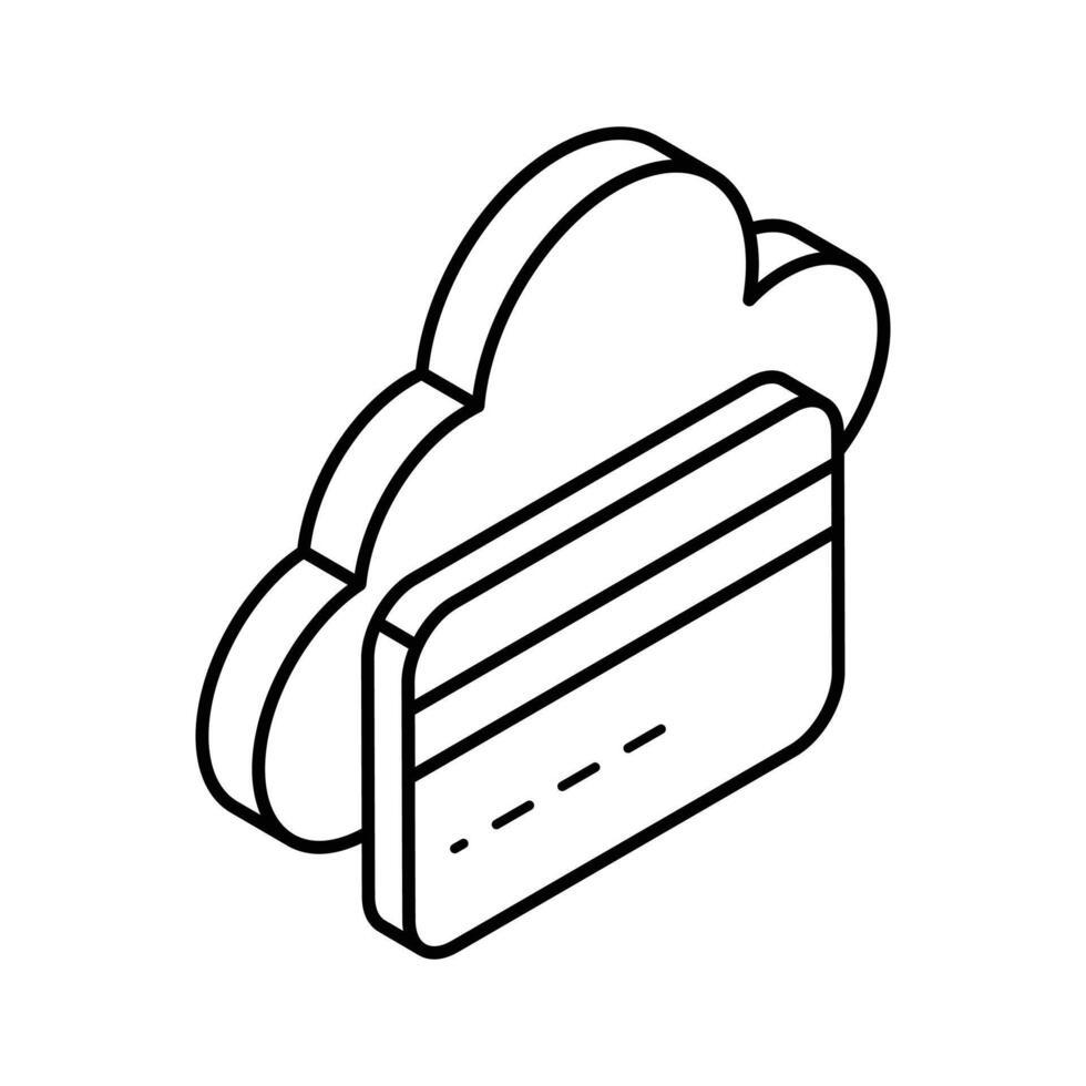 Atm card with cloud concept isometric icon of cloud payment, online payment vector