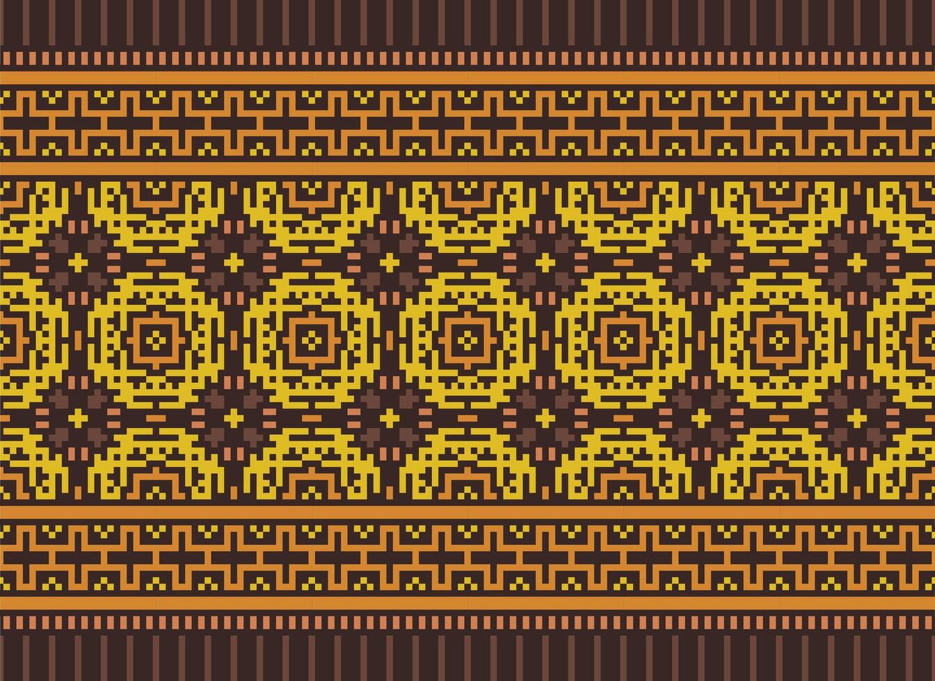 Cross Stitch. Geometric ethnic patterns. Design for Saree, Patola, Sari, Dupatta, Vyshyvanka, rushnyk, dupatta, Clothing, fabric, batik, Knitwear, Embroidery, Ikkat, Pixel pattern. Traditional Design. vector