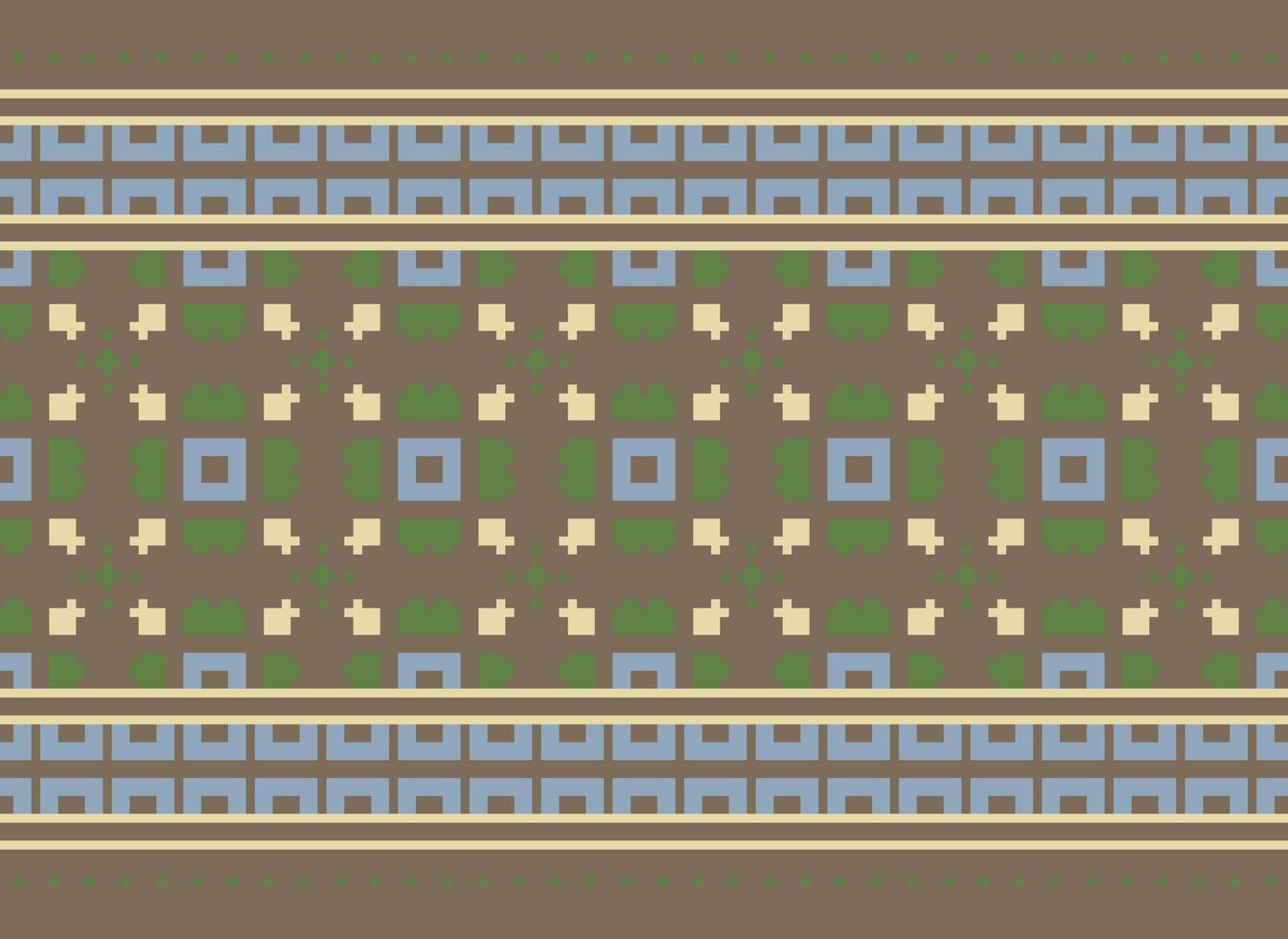 Ethnic Geometric Seamless Fabric Pattern Cross Stitch. Ikat Embroidery Oriental Pixel Pattern Cream Background. Abstract,vector,illustration. Texture,cross Stitch,scarf,decoration,motifs,wallpaper. vector