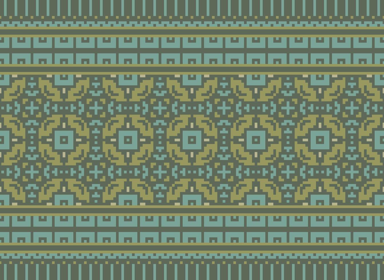 Ethnic Geometric Seamless Fabric Pattern Cross Stitch. Ikat Embroidery Oriental Pixel Pattern Cream Background. Abstract,vector,illustration. Texture,cross Stitch,scarf,decoration,motifs,wallpaper. vector