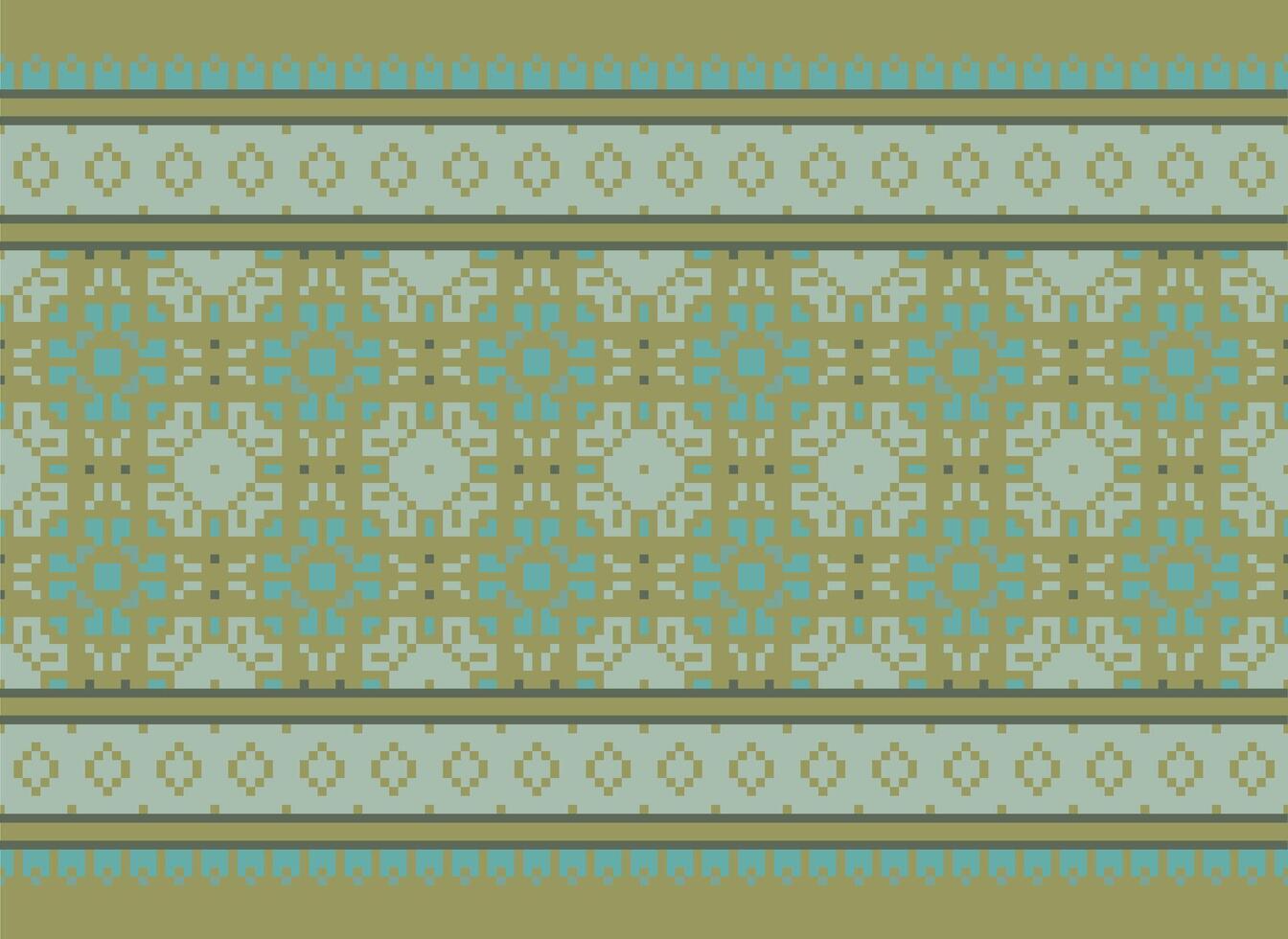 Ethnic Geometric Seamless Fabric Pattern Cross Stitch. Ikat Embroidery Oriental Pixel Pattern Cream Background. Abstract,vector,illustration. Texture,cross Stitch,scarf,decoration,motifs,wallpaper. vector