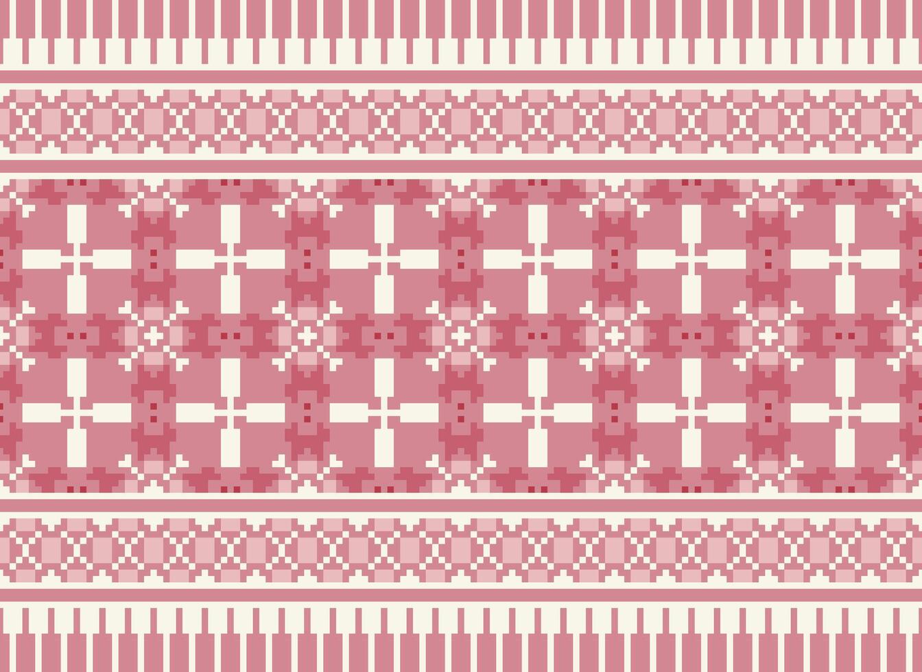 Ethnic Geometric Seamless Fabric Pattern Cross Stitch. Ikat Embroidery Oriental Pixel Pattern Cream Background. Abstract,vector,illustration. Texture,cross Stitch,scarf,decoration,motifs,wallpaper. vector