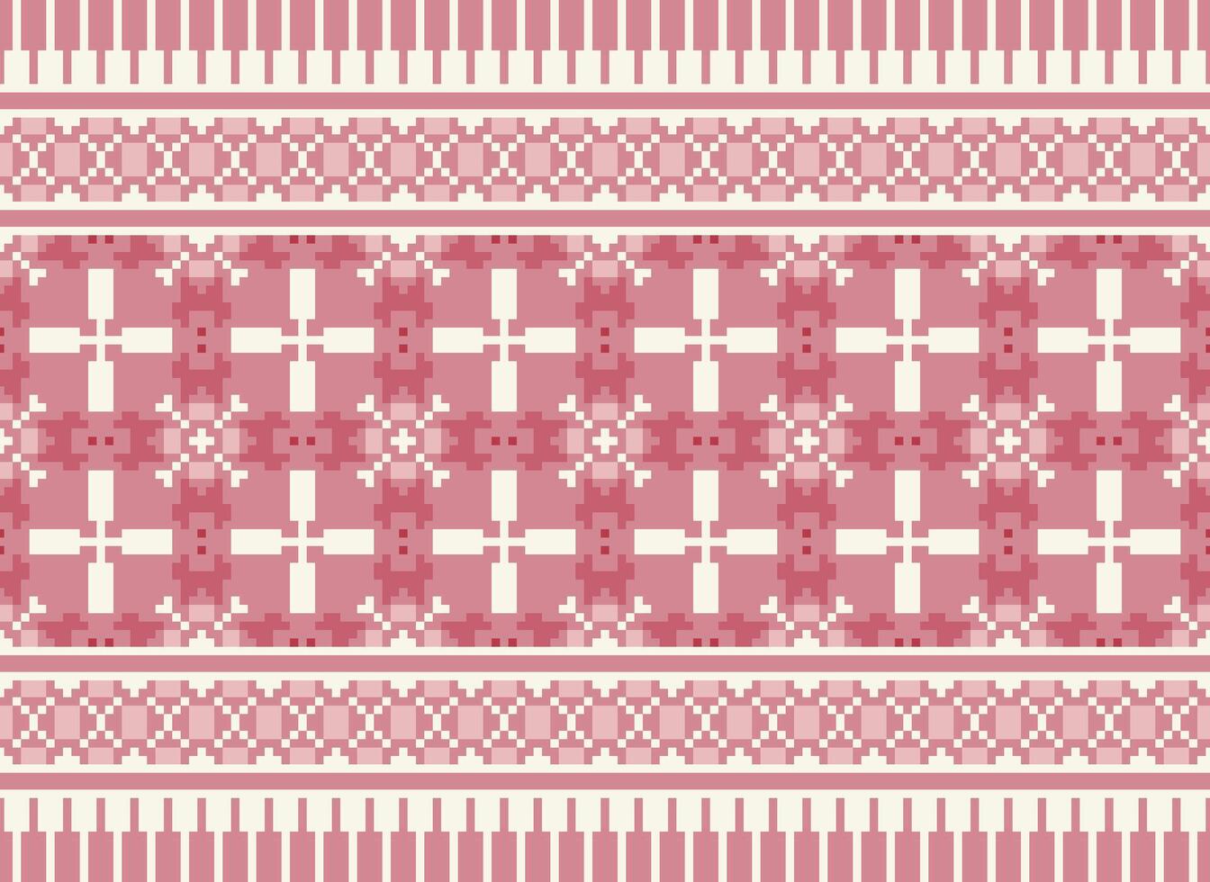 Ethnic Geometric Seamless Fabric Pattern Cross Stitch. Ikat Embroidery Oriental Pixel Pattern Cream Background. Abstract,vector,illustration. Texture,cross Stitch,scarf,decoration,motifs,wallpaper. vector