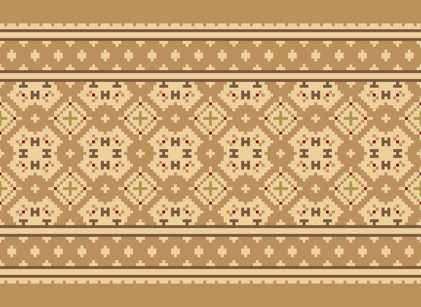 Cross Stitch. Geometric ethnic patterns. Design for Saree, Patola, Sari, Dupatta, Vyshyvanka, rushnyk, dupatta, Clothing, fabric, batik, Knitwear, Embroidery, Ikkat, Pixel pattern. Traditional Design. vector