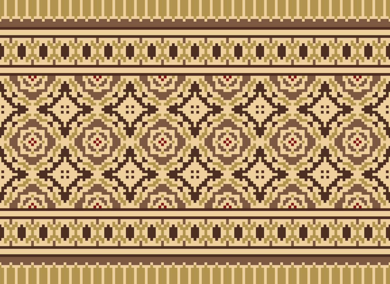 étnico geométrico sin costura tela modelo cruzar puntada. ikat bordado oriental píxel modelo crema antecedentes. resumen, vector, ilustración. textura, cruz puntada,bufanda,decoración,motivos,papel tapiz. vector