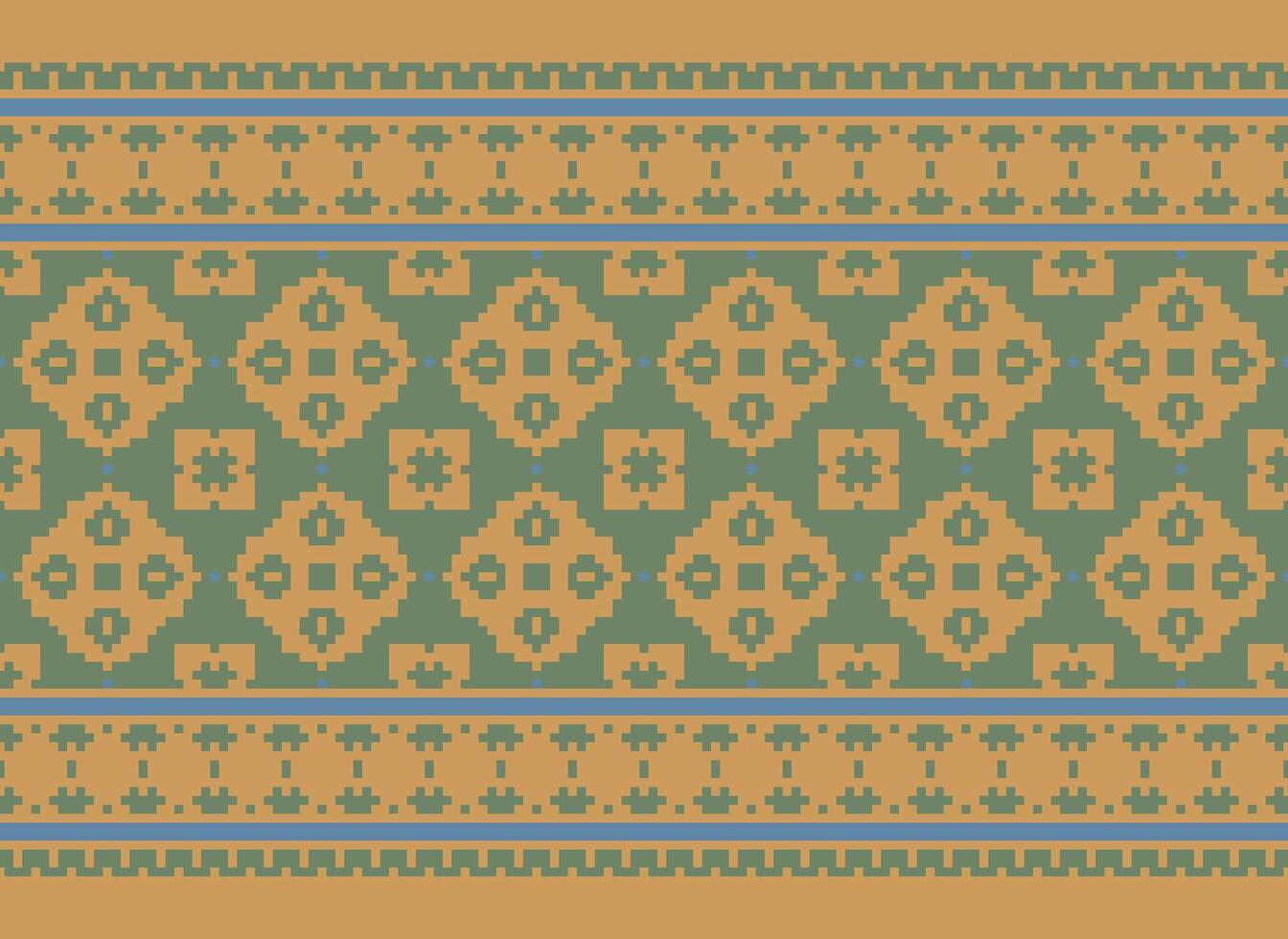 Ethnic Geometric Seamless Fabric Pattern Cross Stitch. Ikat Embroidery Oriental Pixel Pattern Cream Background. Abstract,vector,illustration. Texture,cross Stitch,scarf,decoration,motifs,wallpaper. vector