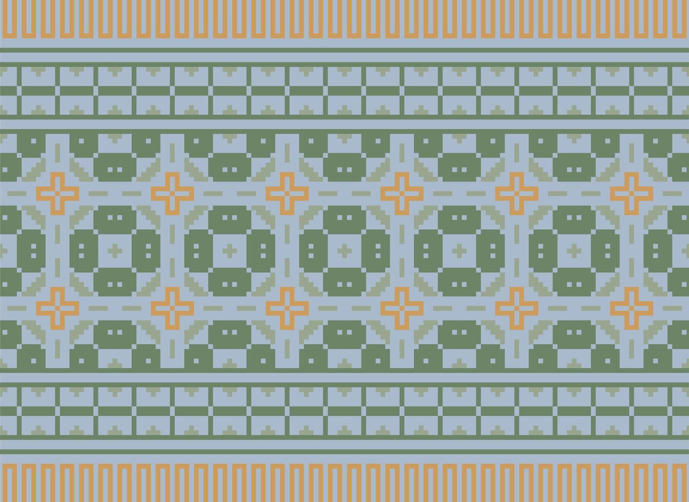 Ethnic Geometric Seamless Fabric Pattern Cross Stitch. Ikat Embroidery Oriental Pixel Pattern Cream Background. Abstract,vector,illustration. Texture,cross Stitch,scarf,decoration,motifs,wallpaper. vector