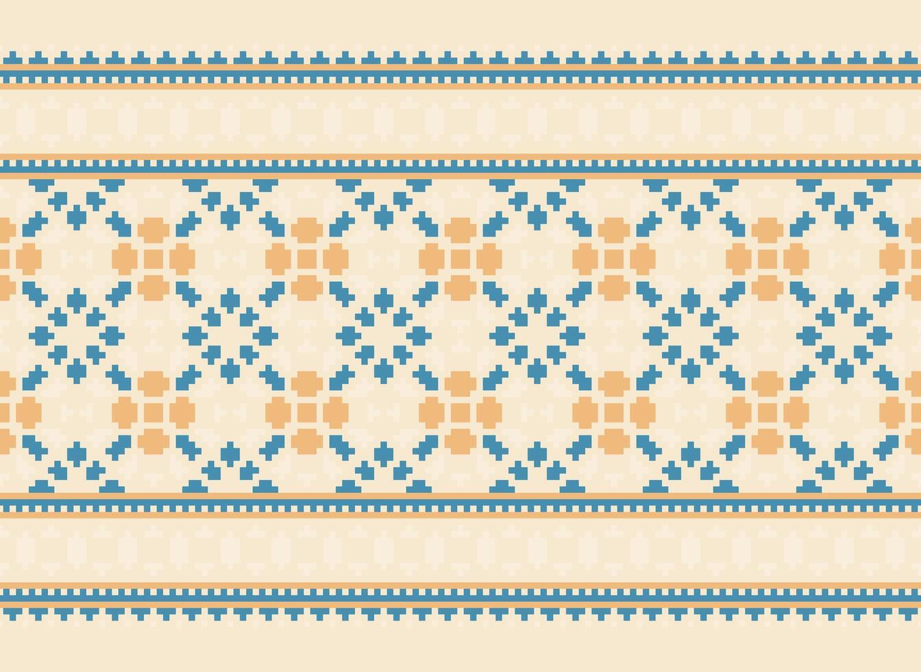Cross Stitch Border. Embroidery Cross Stitch. Ethnic Patterns. Geometric Ethnic Indian pattern. Native Ethnic pattern.Texture Textile Fabric Clothing Knitwear print. Pixel Horizontal Seamless Vector. vector