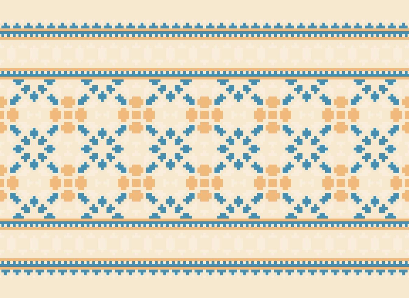 Cross Stitch Border. Embroidery Cross Stitch. Ethnic Patterns. Geometric Ethnic Indian pattern. Native Ethnic pattern.Texture Textile Fabric Clothing Knitwear print. Pixel Horizontal Seamless Vector. vector