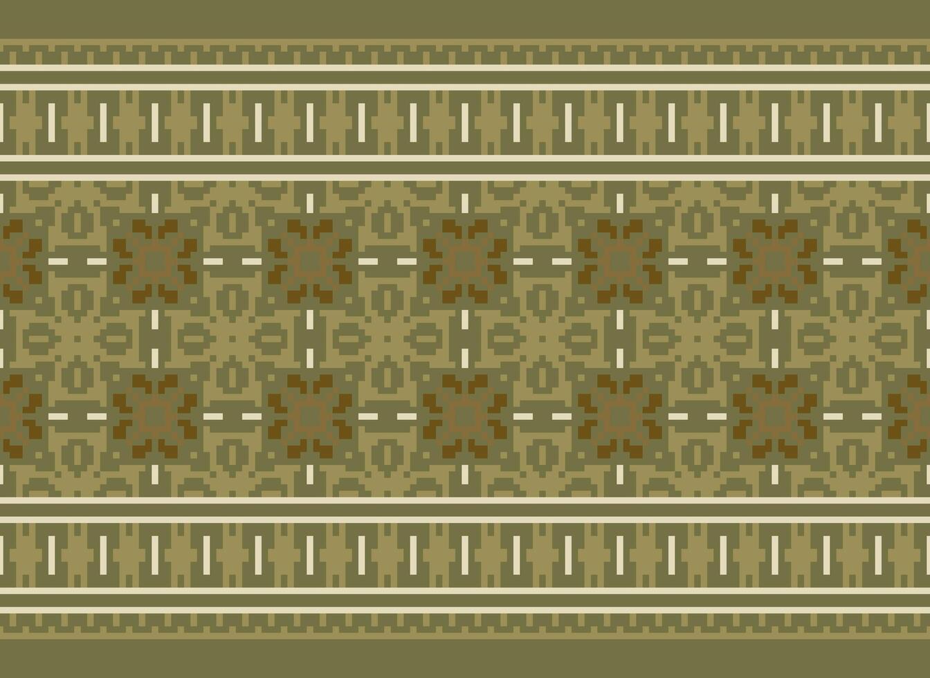 Ethnic Geometric Seamless Fabric Pattern Cross Stitch. Ikat Embroidery Oriental Pixel Pattern Cream Background. Abstract,vector,illustration. Texture,cross Stitch,scarf,decoration,motifs,wallpaper. vector