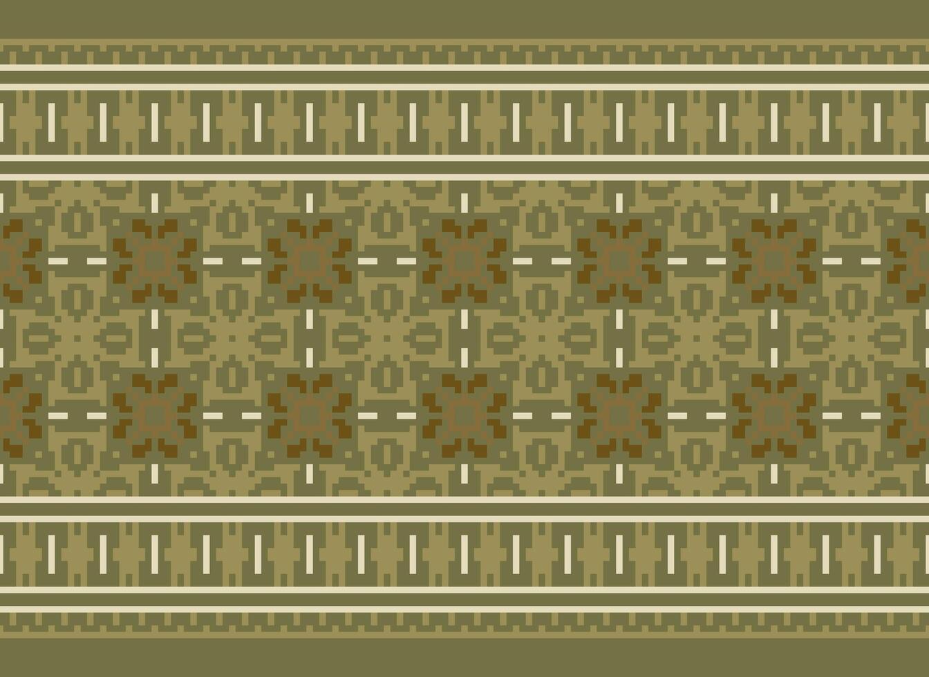 Ethnic Geometric Seamless Fabric Pattern Cross Stitch. Ikat Embroidery Oriental Pixel Pattern Cream Background. Abstract,vector,illustration. Texture,cross Stitch,scarf,decoration,motifs,wallpaper. vector