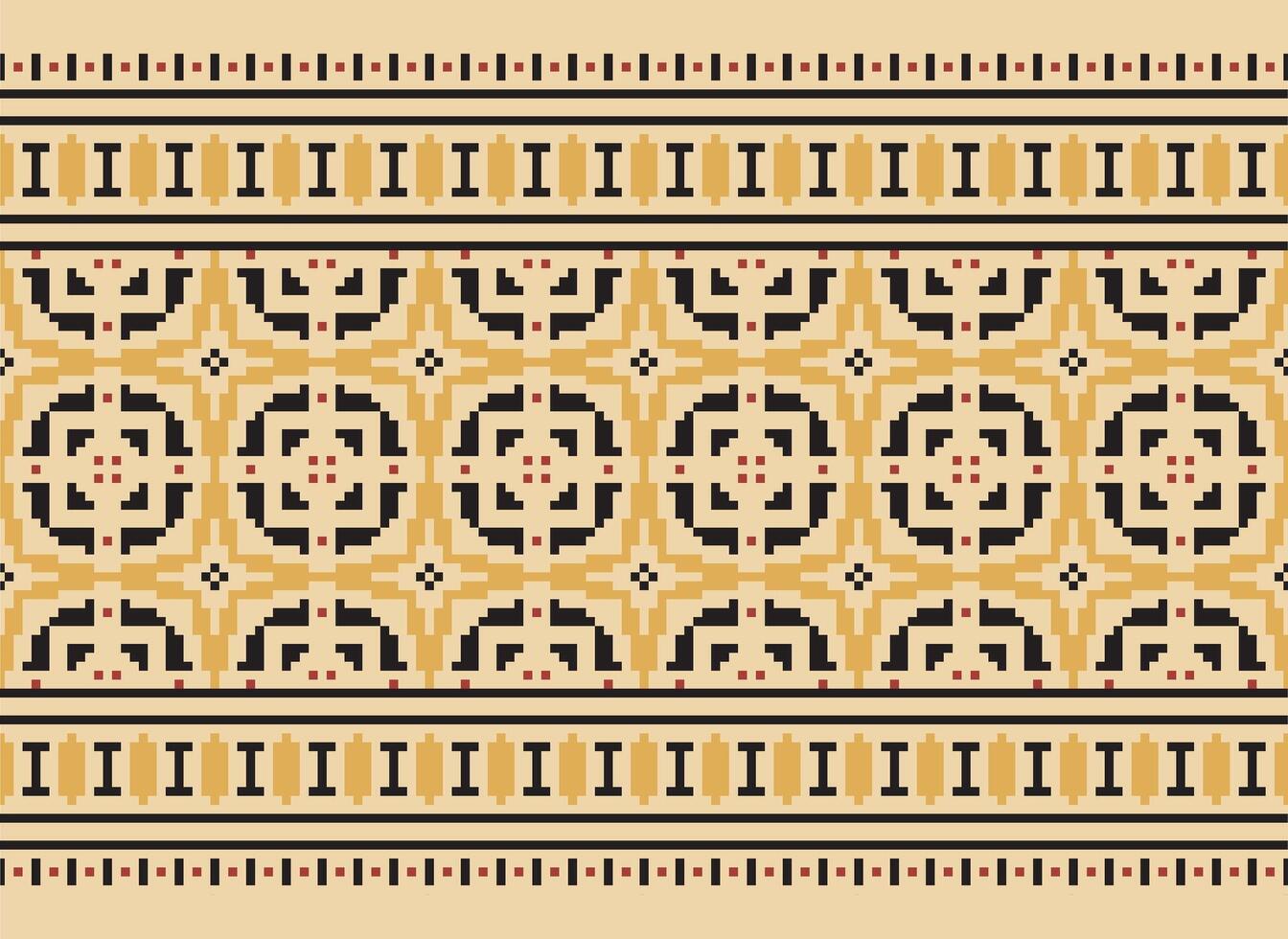 Cross Stitch Embroidery. Ethnic Patterns. Native Style. Traditional Design for texture, textile, fabric, clothing, Knitwear, print. Geometric Pixel Horizontal Seamless Vector. vector