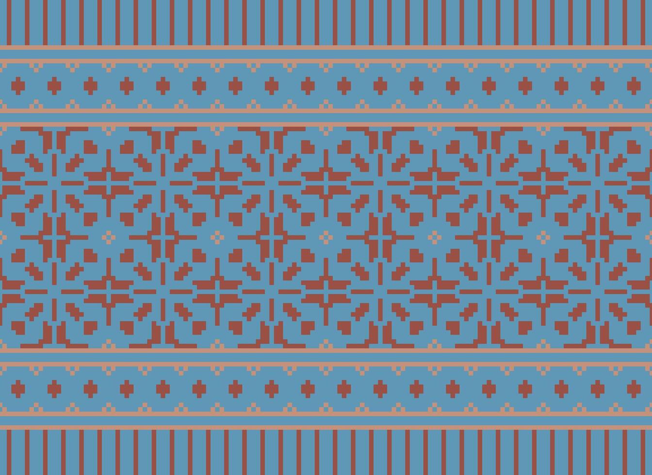 Ethnic Geometric Seamless Fabric Pattern Cross Stitch. Ikat Embroidery Oriental Pixel Pattern Cream Background. Abstract,vector,illustration. Texture,cross Stitch,scarf,decoration,motifs,wallpaper. vector