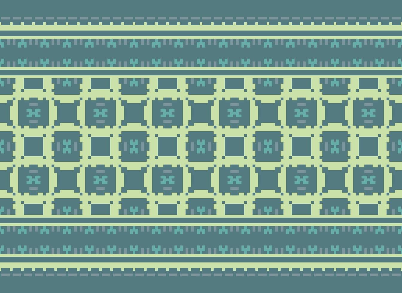 Cross Stitch Border. Embroidery Cross Stitch. Ethnic Patterns. Geometric Ethnic Indian pattern. Native Ethnic pattern.Texture Textile Fabric Clothing Knitwear print. Pixel Horizontal Seamless Vector. vector