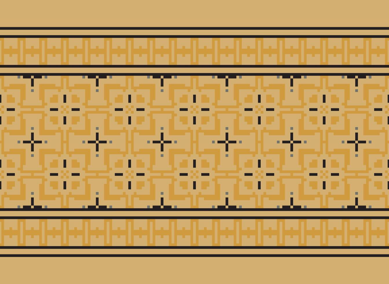 Cross Stitch Border. Embroidery Cross Stitch. Ethnic Patterns. Geometric Ethnic Indian pattern. Native Ethnic pattern.Texture Textile Fabric Clothing Knitwear print. Pixel Horizontal Seamless Vector. vector