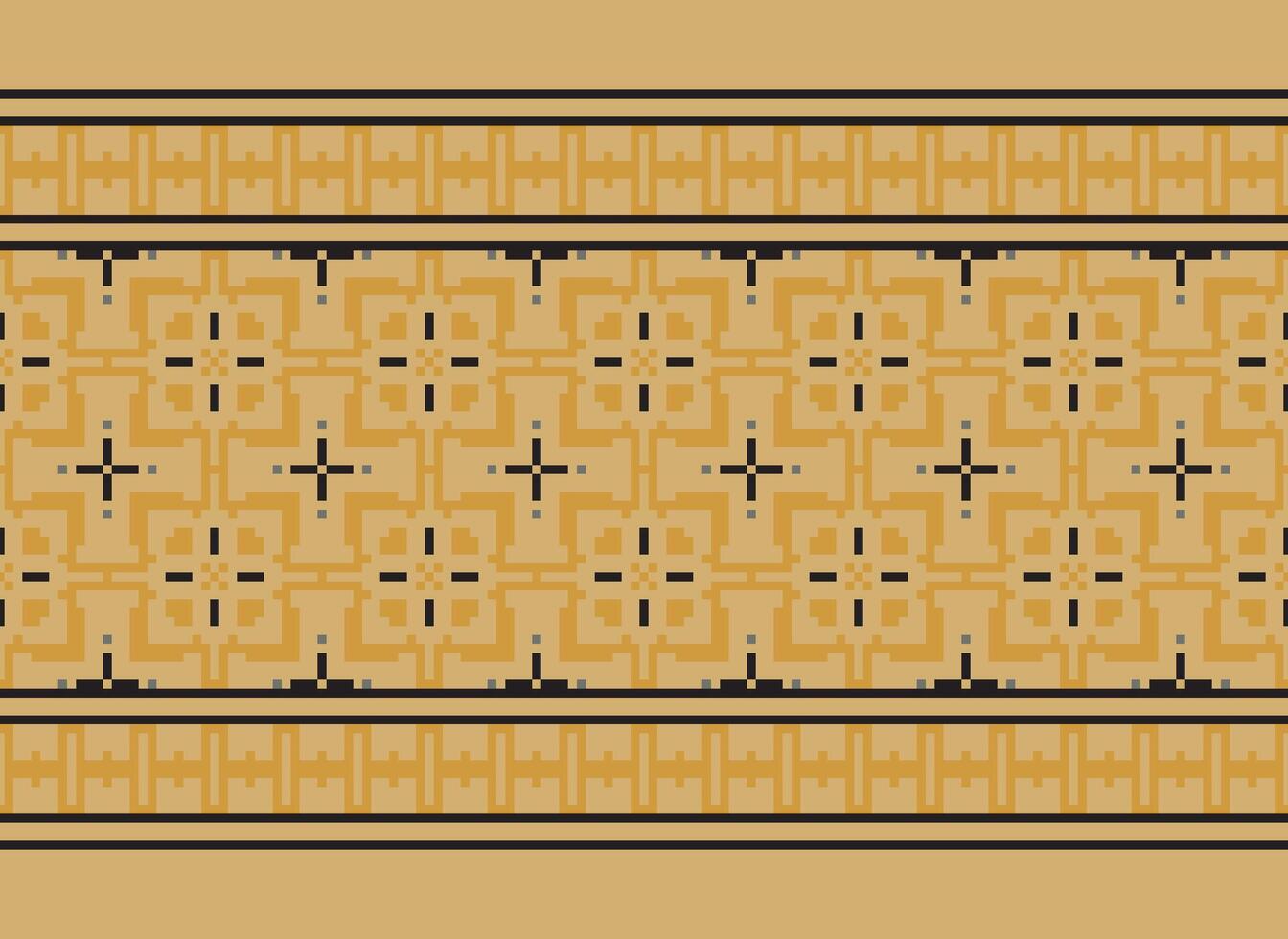 Cross Stitch Border. Embroidery Cross Stitch. Ethnic Patterns. Geometric Ethnic Indian pattern. Native Ethnic pattern.Texture Textile Fabric Clothing Knitwear print. Pixel Horizontal Seamless Vector. vector