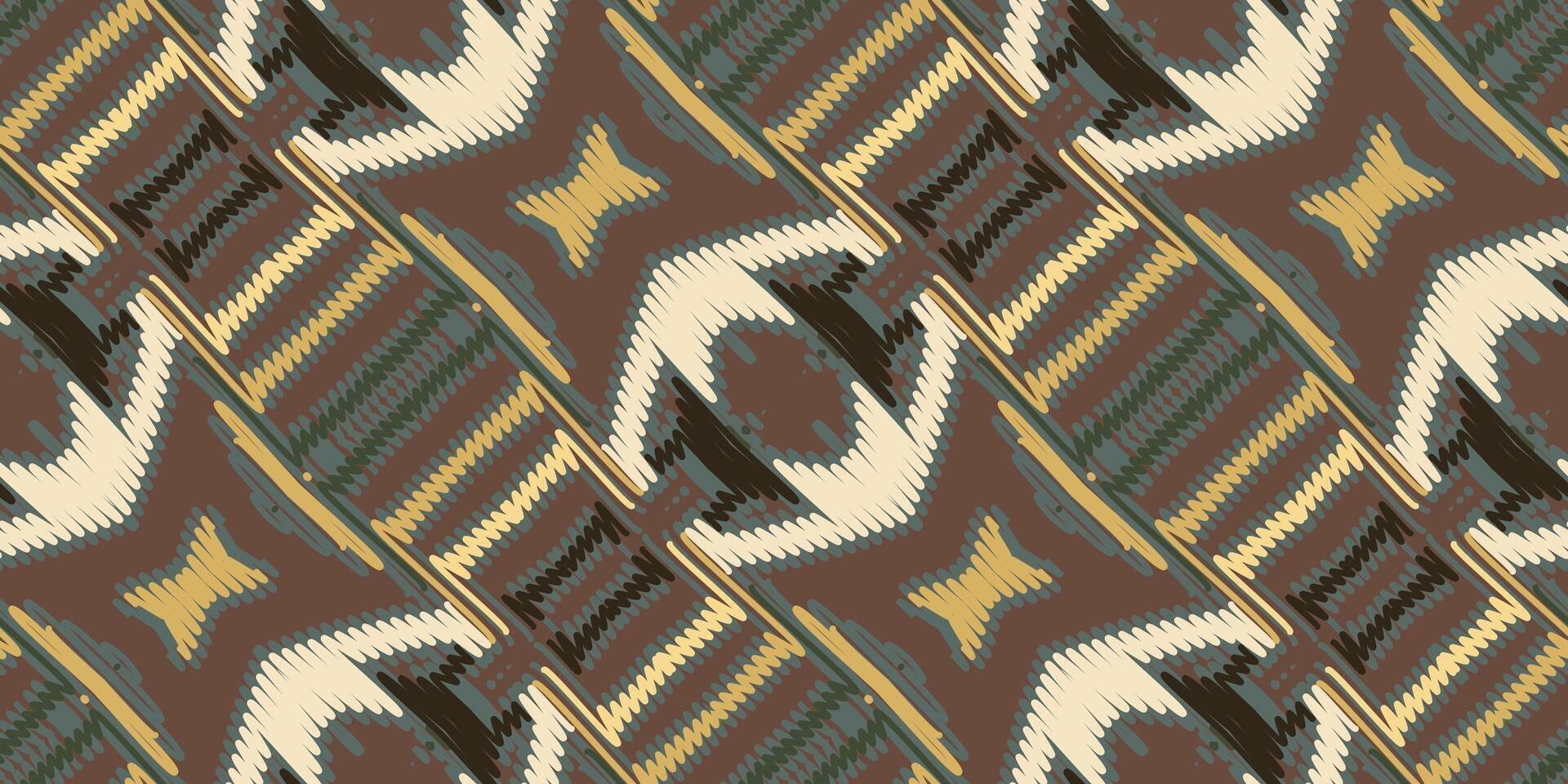 Corbata colorante modelo sin costura Mughal arquitectura motivo bordado, ikat bordado vector diseño para impresión indígena Arte aborigen Arte modelo floral curti Mughal frontera