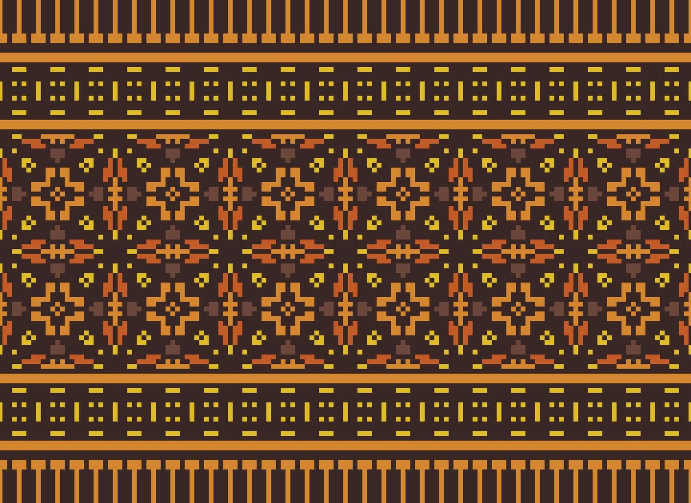 Cross Stitch. Geometric ethnic patterns. Design for Saree, Patola, Sari, Dupatta, Vyshyvanka, rushnyk, dupatta, Clothing, fabric, batik, Knitwear, Embroidery, Ikkat, Pixel pattern. Traditional Design. vector