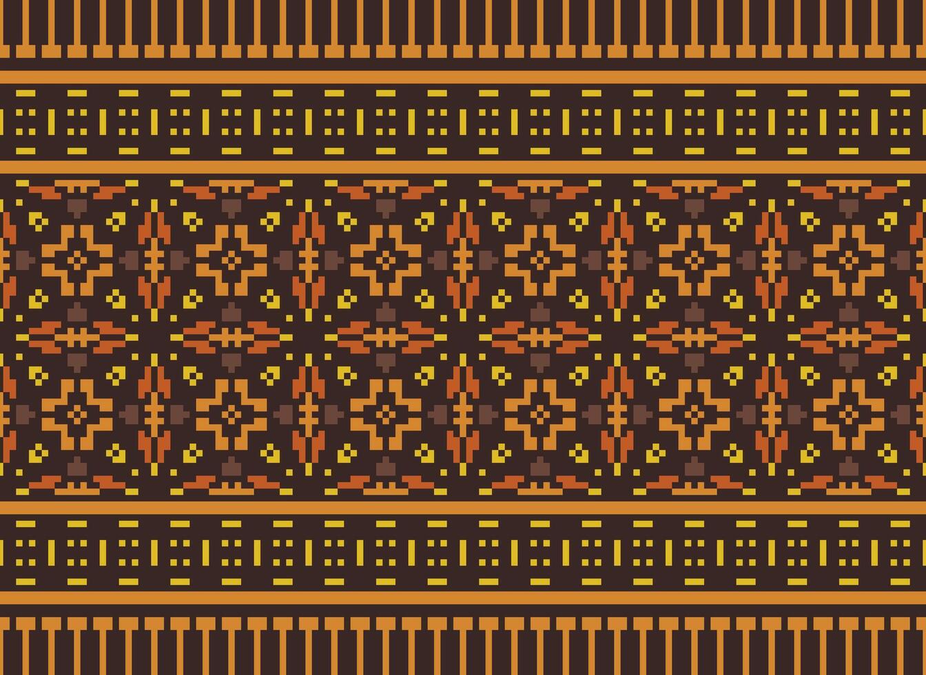 Cross Stitch. Geometric ethnic patterns. Design for Saree, Patola, Sari, Dupatta, Vyshyvanka, rushnyk, dupatta, Clothing, fabric, batik, Knitwear, Embroidery, Ikkat, Pixel pattern. Traditional Design. vector